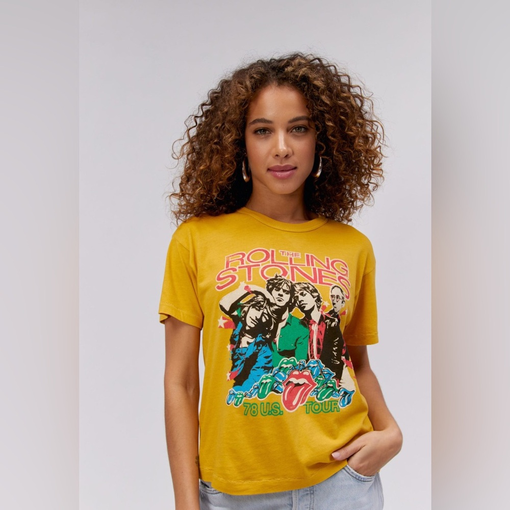 NWT DAYDREAMER ROLLING STONES ‘78 US TOUR RINGER TEE, GOLD, VARIOUS SIZES